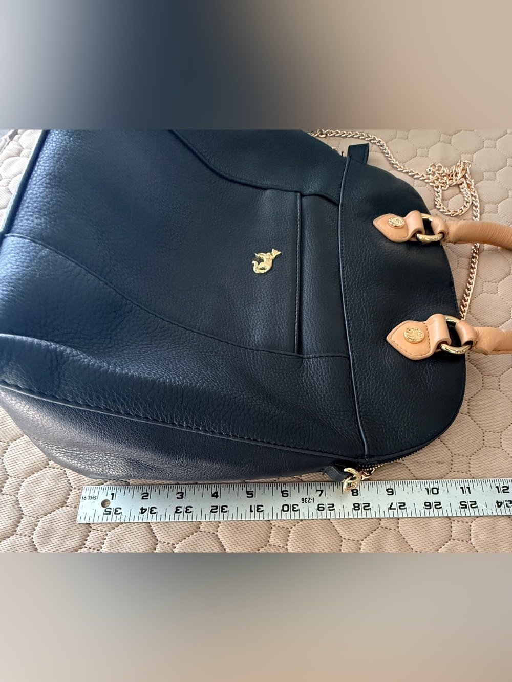 Emma Fox Black Label NWOT black
leather floral Lined Dome Satchel cross
Body - Picture 11 of 13